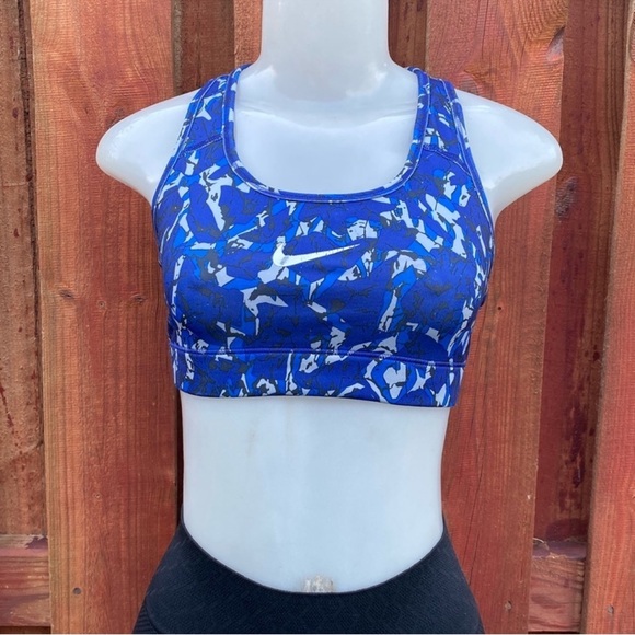 Nike Other - Nike Blue Abstract Geometric Graphic Medium Impact Sports Bra Size S